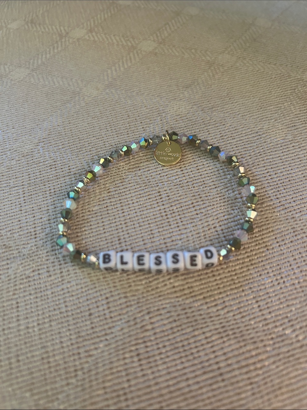 Blessed Bead Bracelet in Metallic Green-Gold